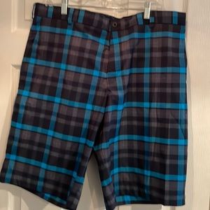 Nike golf shorts. Size 38. Navy and light blue plaid. Flat front